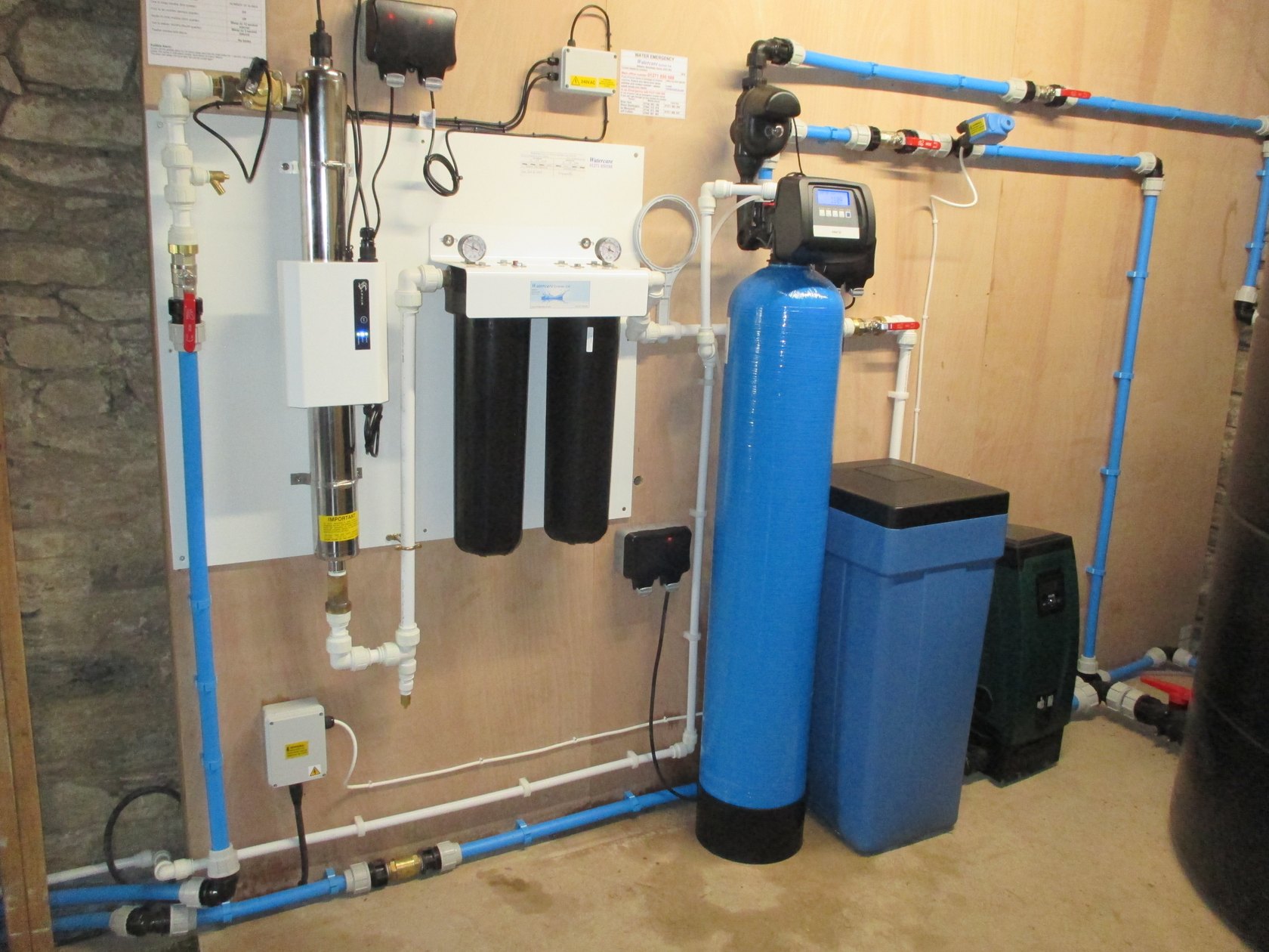 UV steriliser, filtration and water softener installation